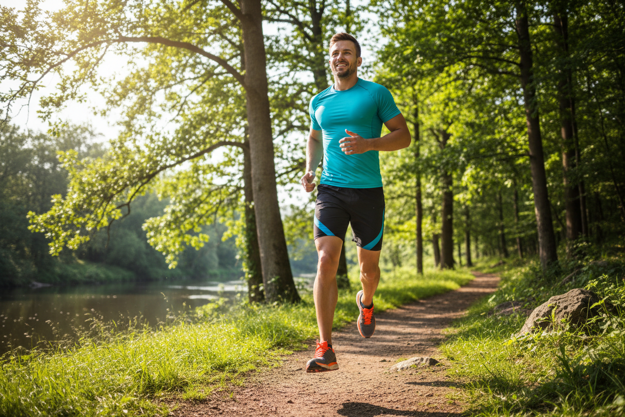 génère moi une image d'un homme athlétique qui est en train de faire un jogging 